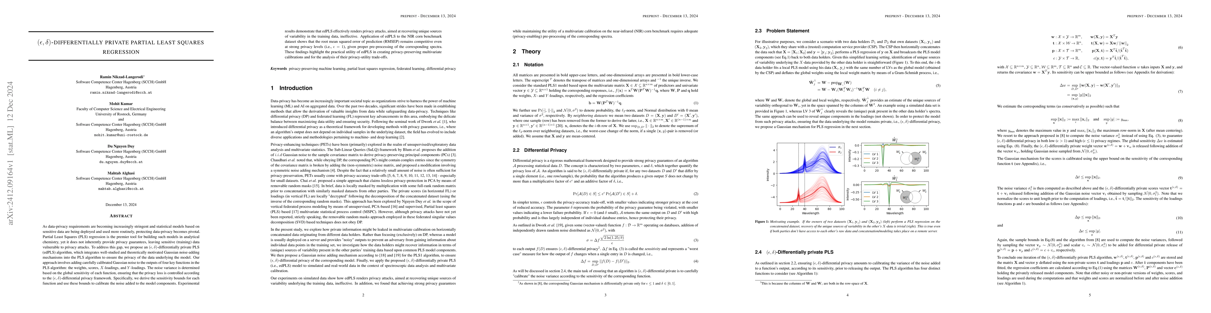 Thumbnail for $(ε, δ)$-Differentially Private Partial Least Squares
  Regression