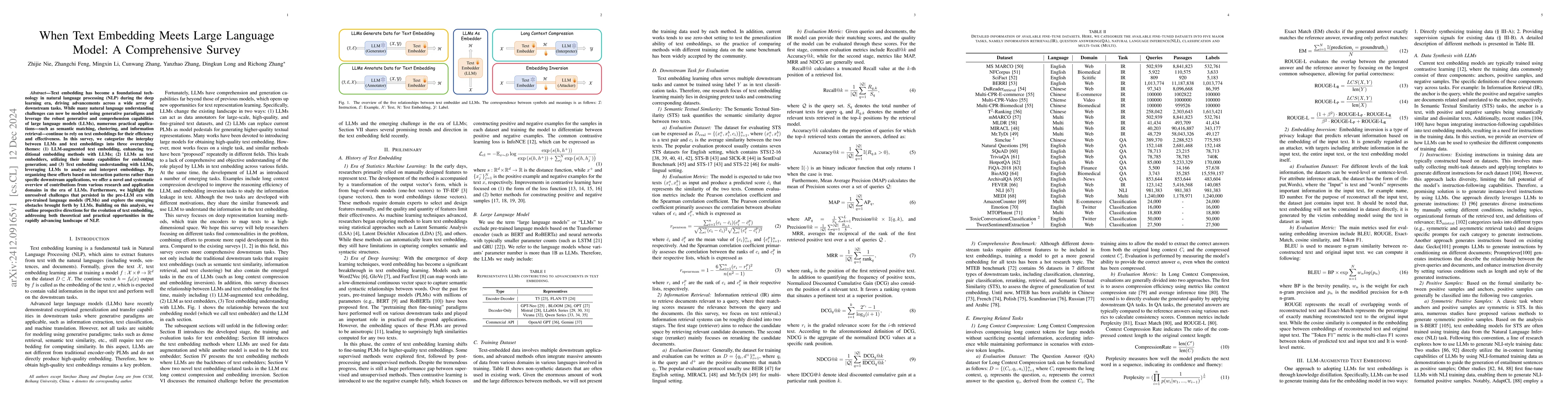 Thumbnail for When Text Embedding Meets Large Language Model: A Comprehensive Survey