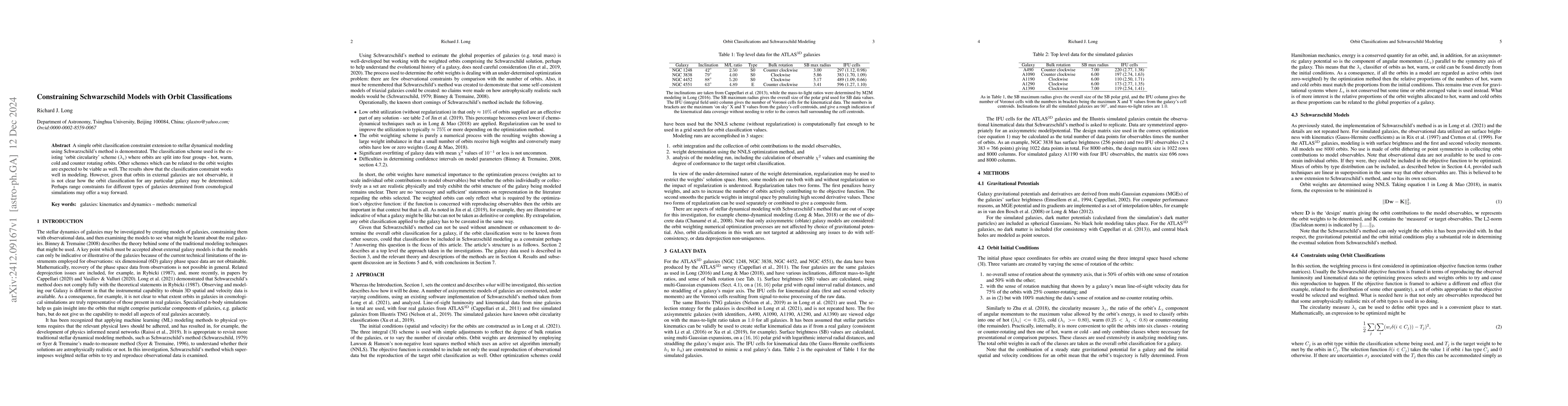 Thumbnail for Constraining Schwarzschild Models with Orbit Classifications