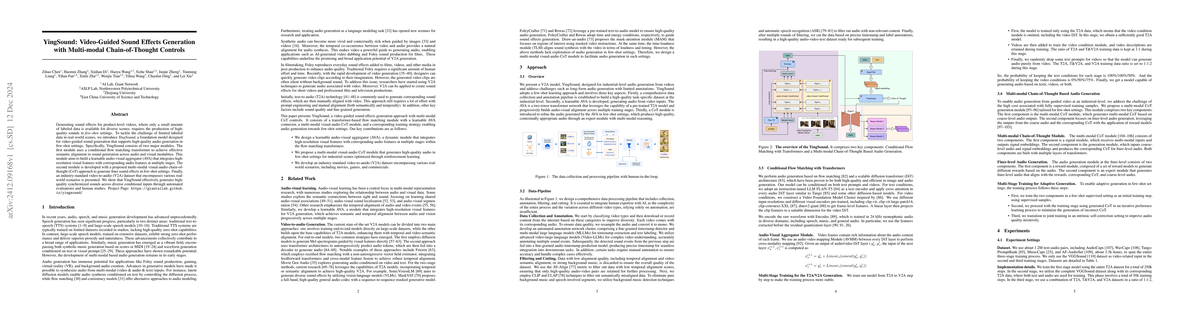 Thumbnail for YingSound: Video-Guided Sound Effects Generation with Multi-modal
  Chain-of-Thought Controls