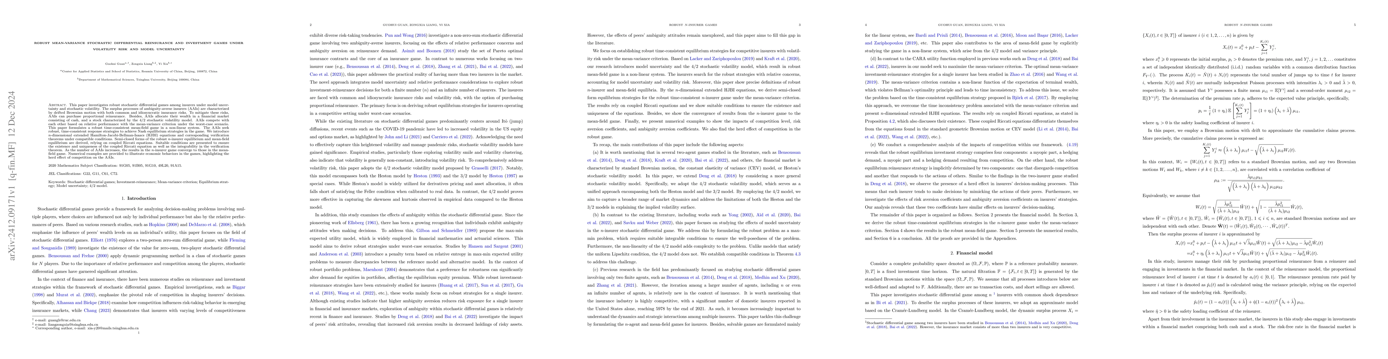Thumbnail for Robust mean-variance stochastic differential reinsurance and investment
  games under volatility risk and model uncertainty