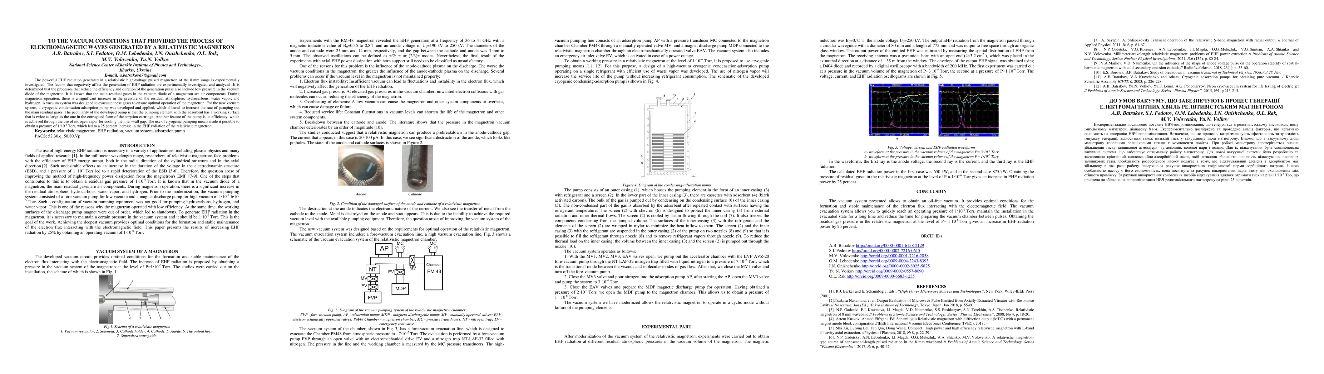 Thumbnail for To the vacuum conditions that provided the process of electromagnetic
  waves generated by a relativistic magnetron