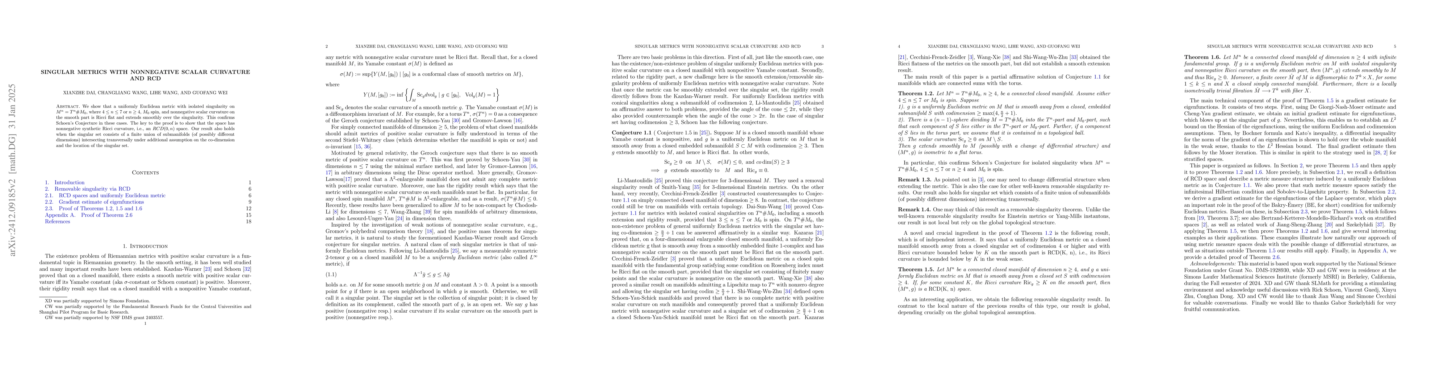 Thumbnail for Singular metrics with nonnegative scalar curvature and RCD