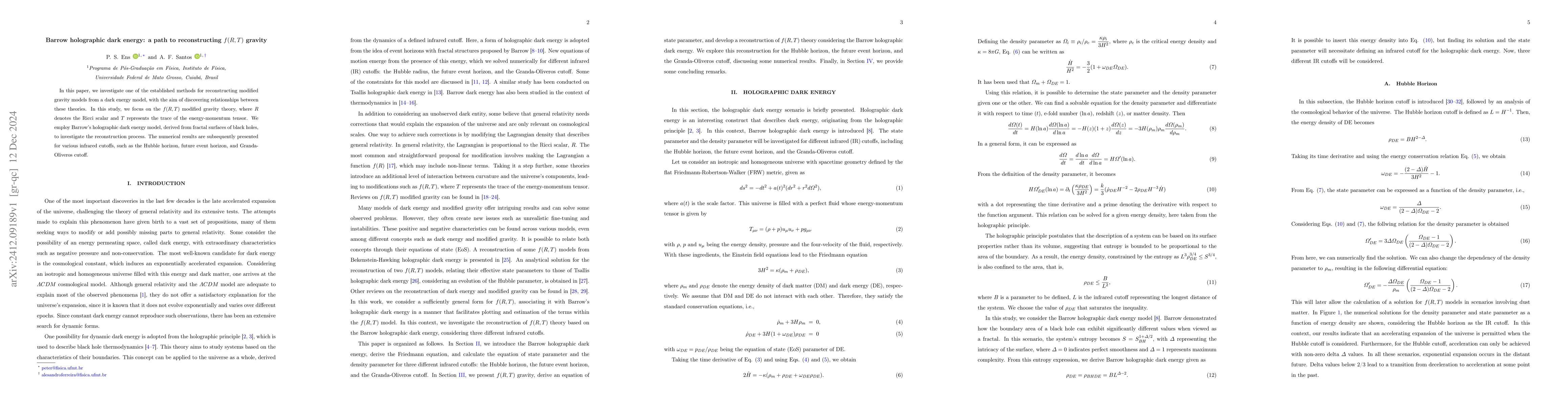 Thumbnail for Barrow holographic dark energy: a path to reconstructing $f(R,T)$
  gravity