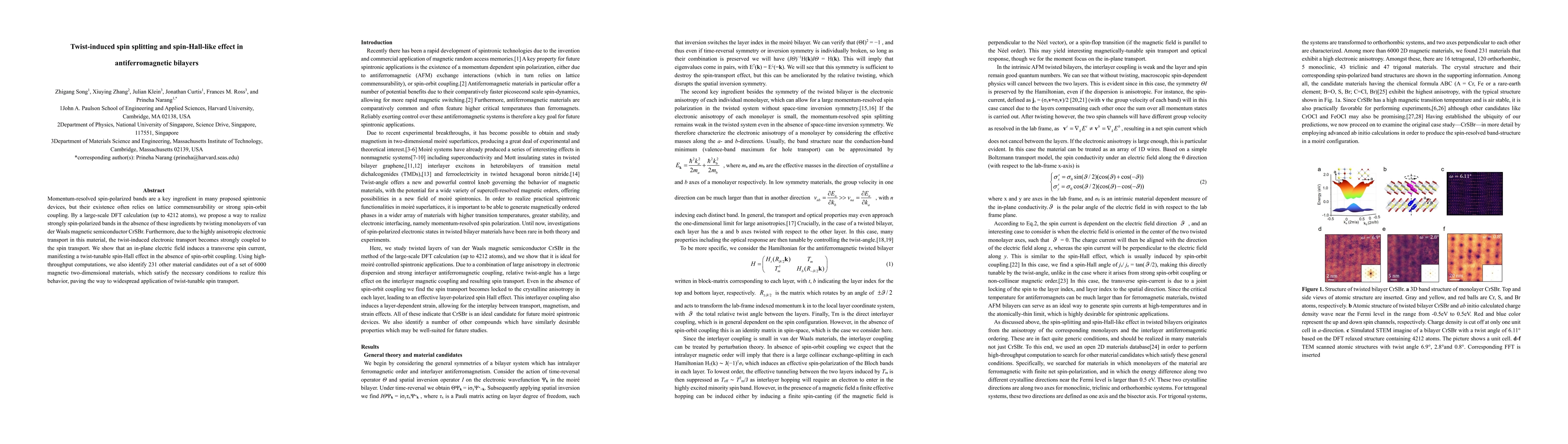 Thumbnail for Twist-induced spin splitting and spin-Hall-like effect in
  antiferromagnetic bilayers