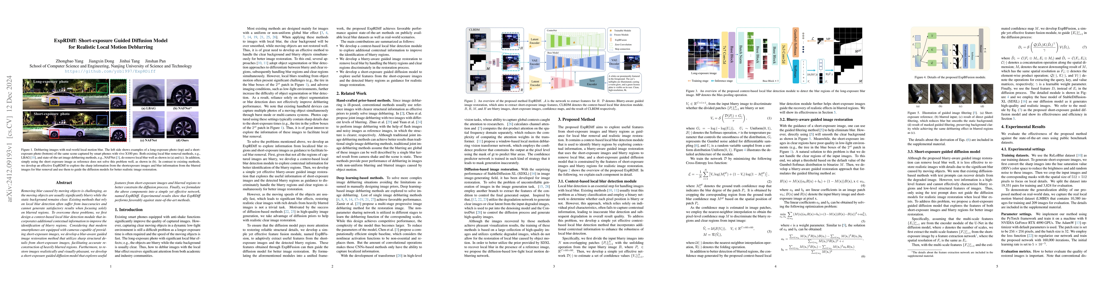 Thumbnail for ExpRDiff: Short-exposure Guided Diffusion Model for Realistic Local
  Motion Deblurring