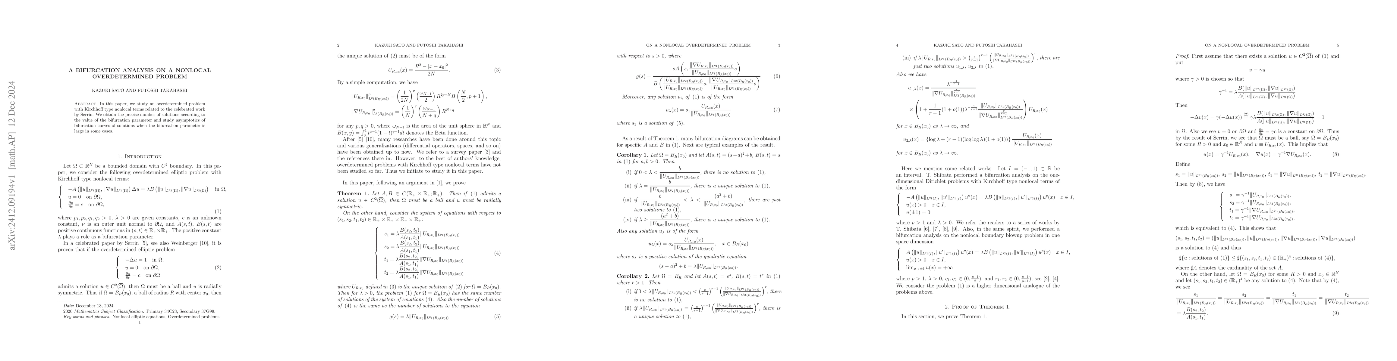 Thumbnail for A bifurcation analysis on a nonlocal overdetermined problem