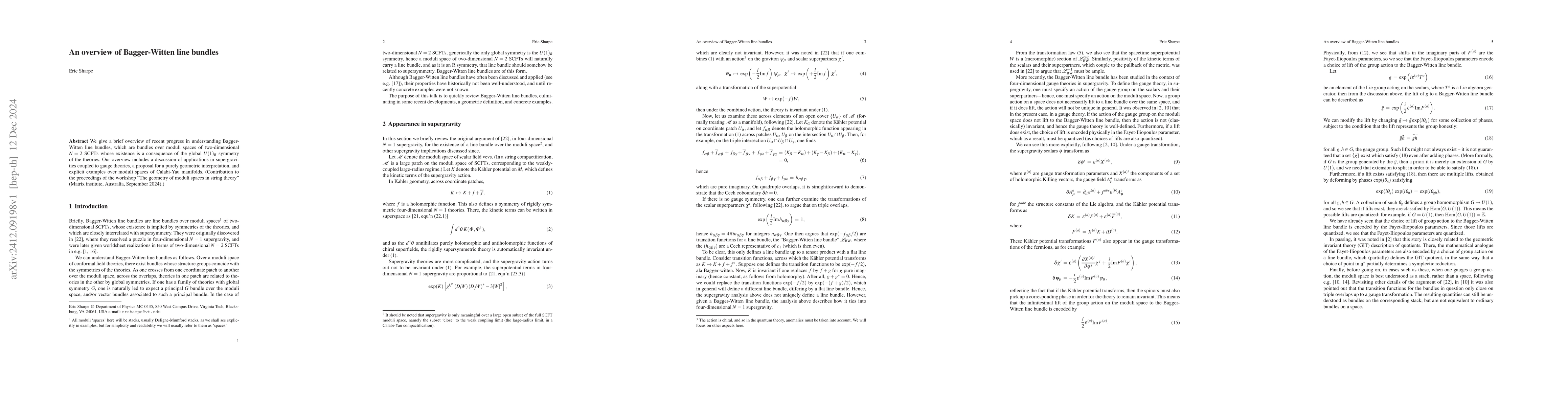 Thumbnail for An overview of Bagger-Witten line bundles