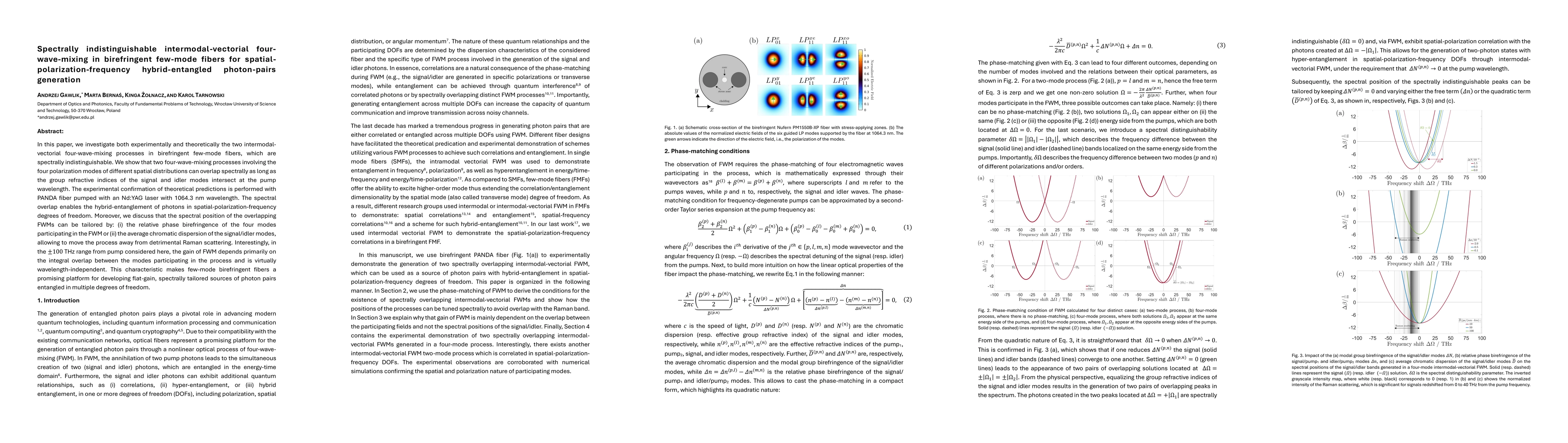 Thumbnail for Spectrally indistinguishable intermodal-vectorial four-wave-mixing in
  birefringent few-mode fibers for spatial-polarization-frequency
  hybrid-entangled photon-pairs generation