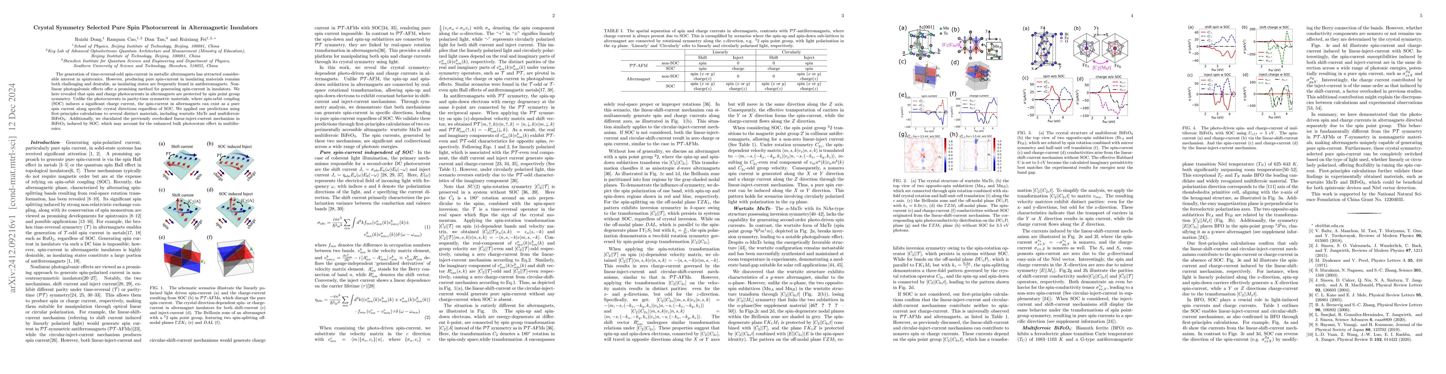 Thumbnail for Crystal Symmetry Selected Pure Spin Photocurrent in Altermagnetic
  Insulators