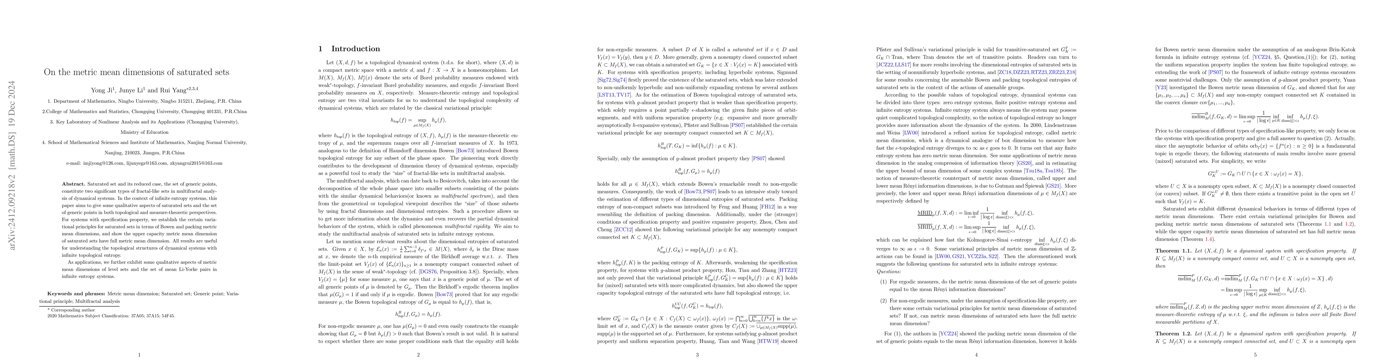 Thumbnail for On the metric mean dimensions of saturated sets