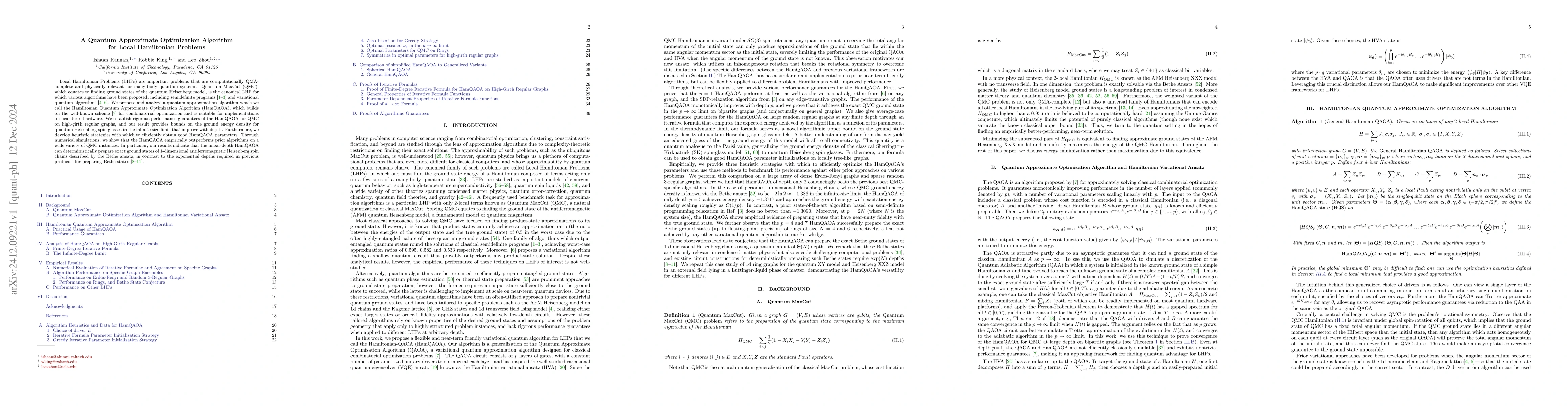 Thumbnail for A Quantum Approximate Optimization Algorithm for Local Hamiltonian
  Problems