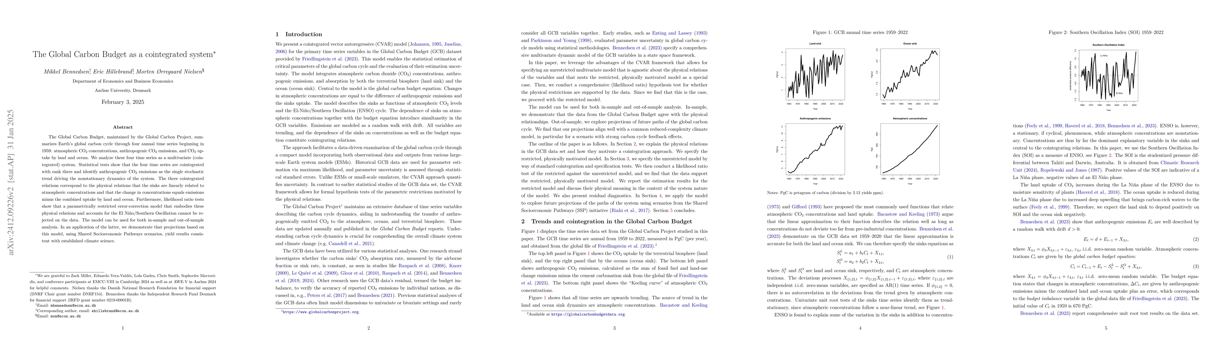 Thumbnail for The Global Carbon Budget as a cointegrated system