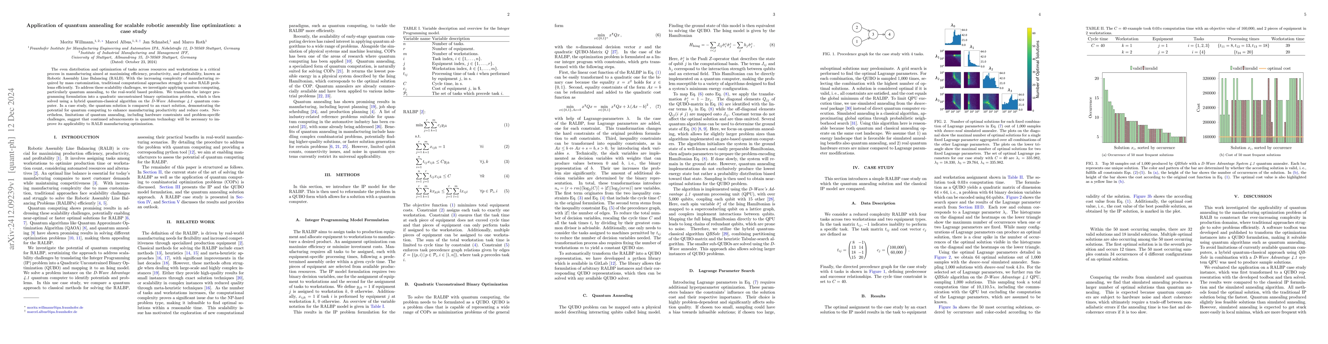 Thumbnail for Application of quantum annealing for scalable robotic assembly line
  optimization: a case study