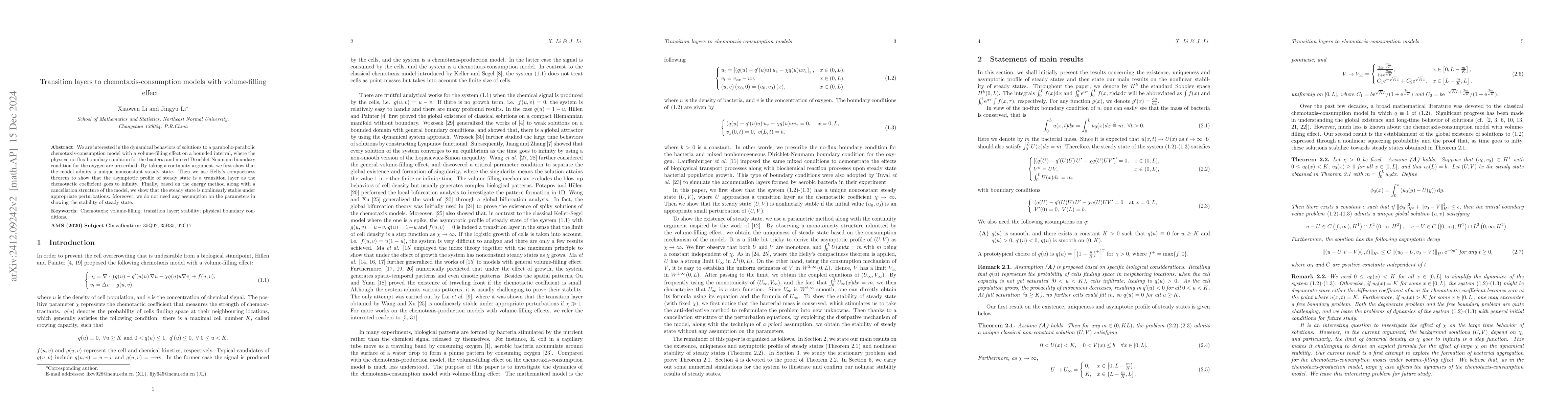Thumbnail for Transition layers to chemotaxis-consumption models with volume-filling
  effect