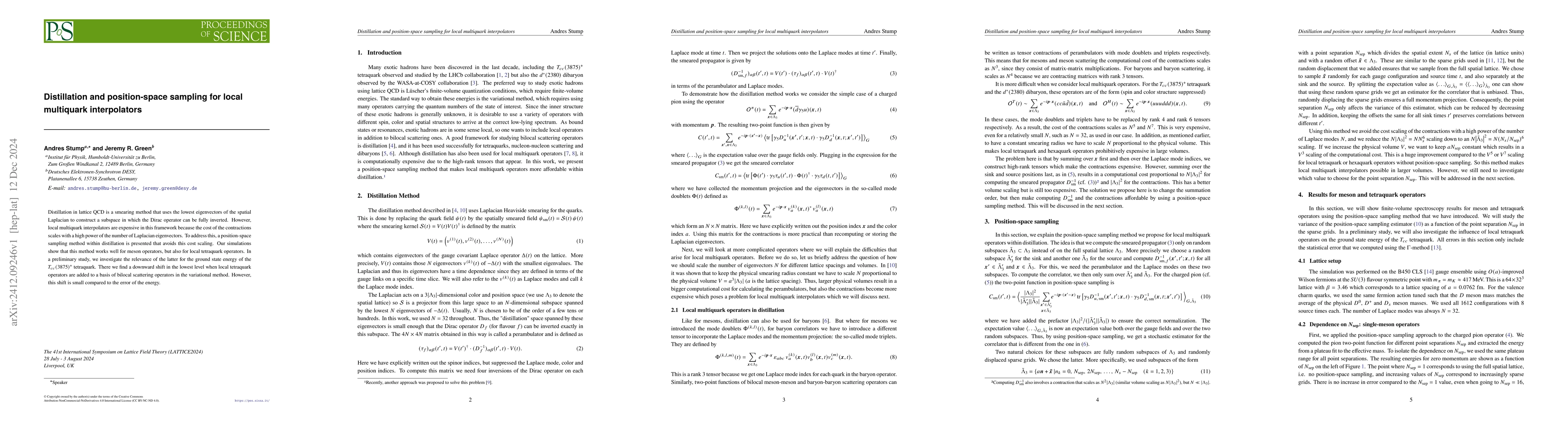 Thumbnail for Distillation and position-space sampling for local multiquark
  interpolators