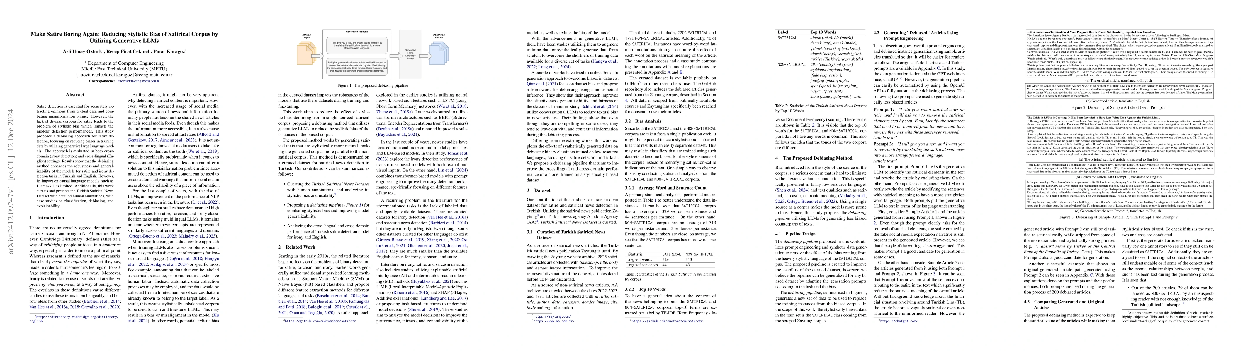 Thumbnail for Make Satire Boring Again: Reducing Stylistic Bias of Satirical Corpus by
  Utilizing Generative LLMs