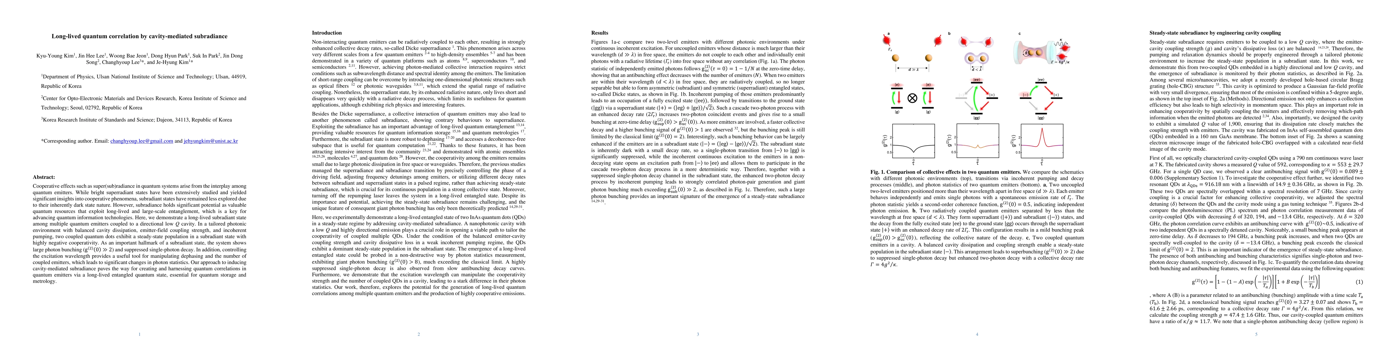 Thumbnail for Long-lived quantum correlation by cavity-mediated subradiance