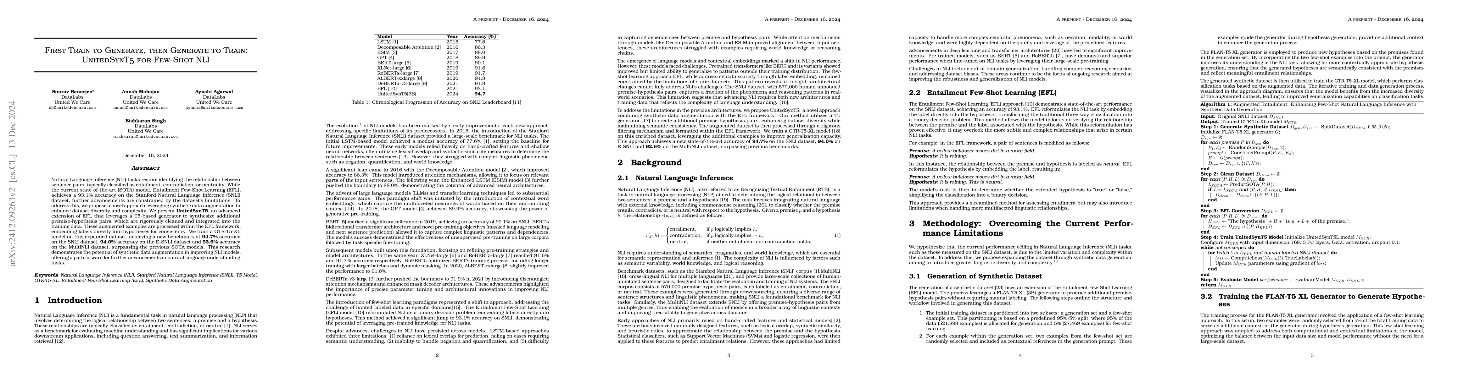 Thumbnail for First Train to Generate, then Generate to Train: UnitedSynT5 for
  Few-Shot NLI