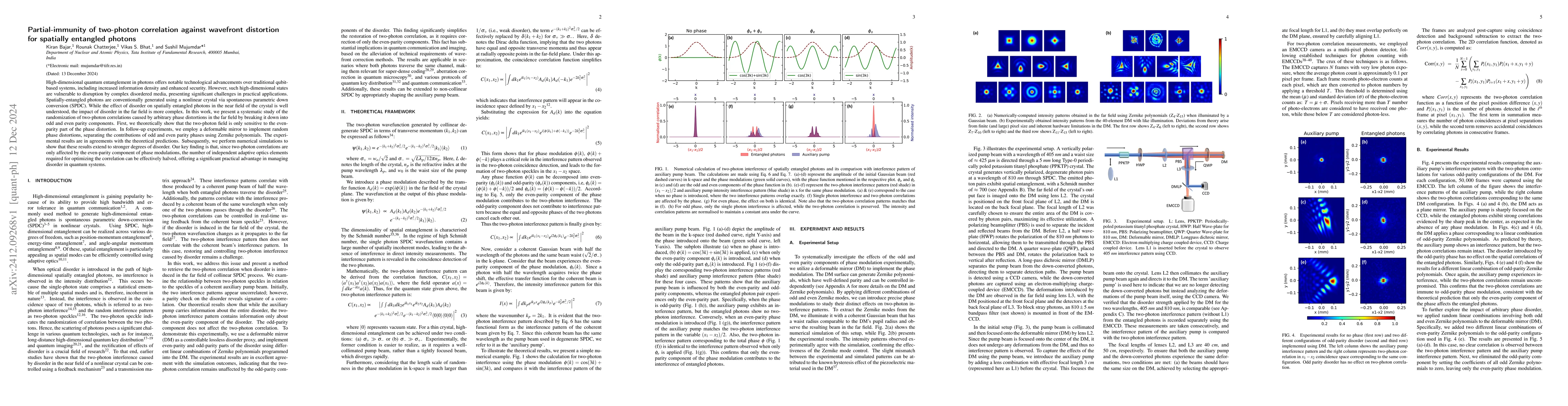 Thumbnail for Partial-immunity of two-photon correlation against wavefront distortion
  for spatially entangled photons