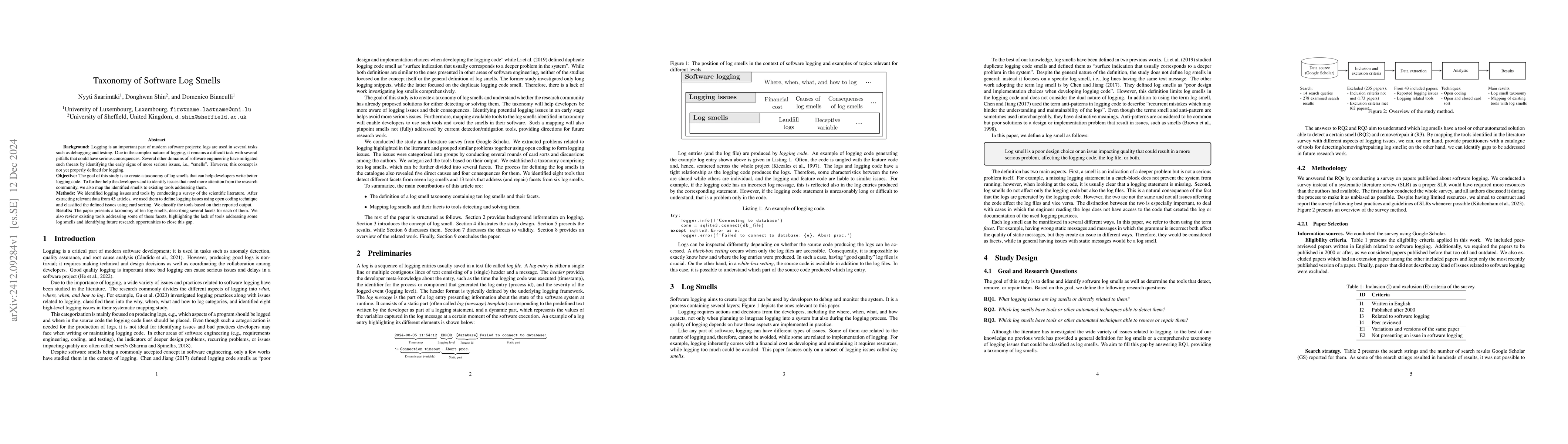 Thumbnail for Taxonomy of Software Log Smells