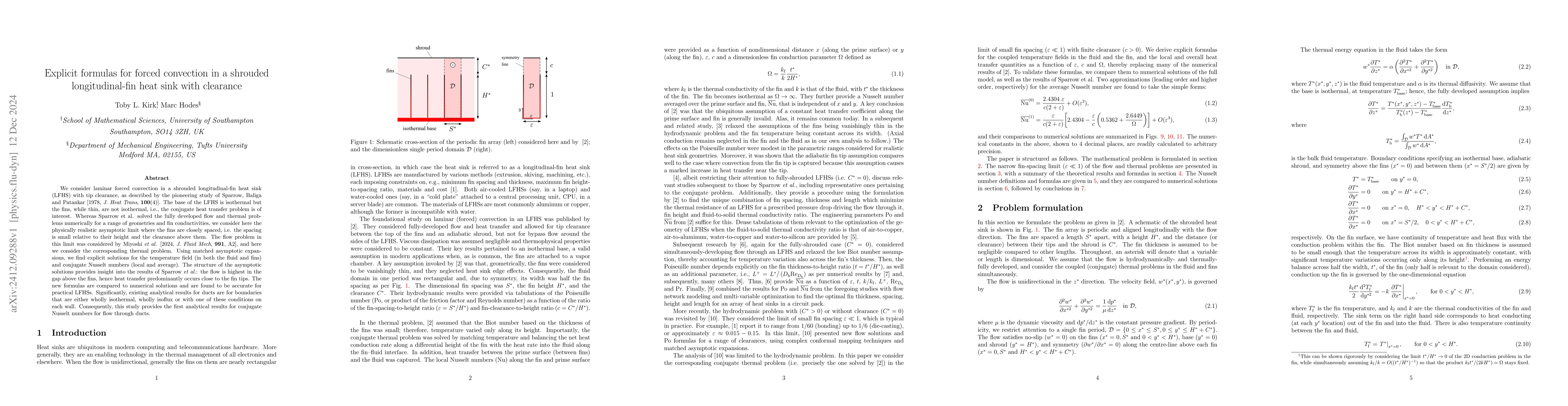 Thumbnail for Explicit formulas for forced convection in a shrouded longitudinal-fin
  heat sink with clearance