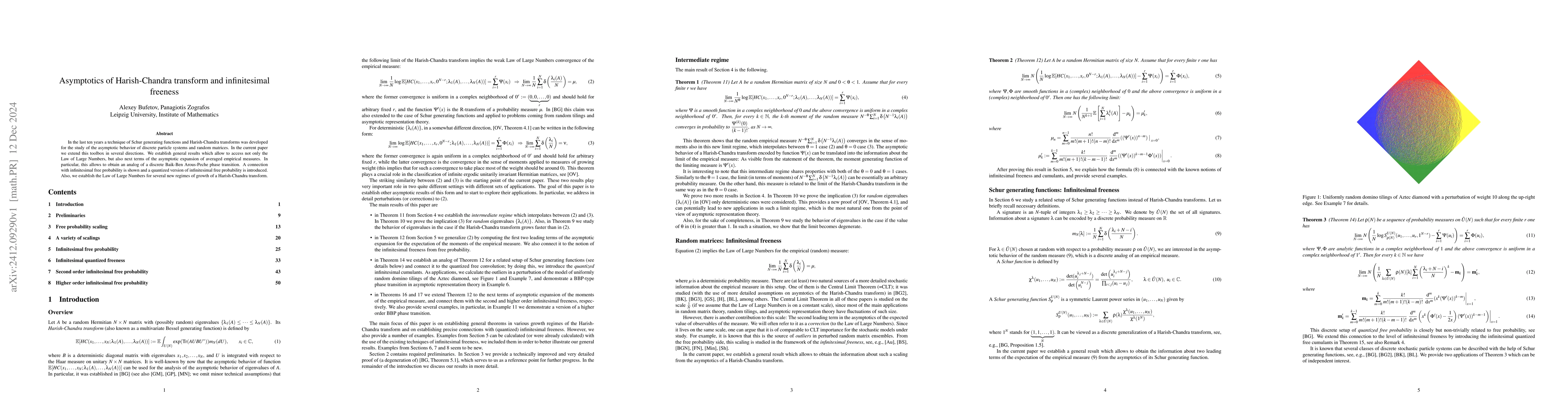Thumbnail for Asymptotics of Harish-Chandra transform and infinitesimal freeness