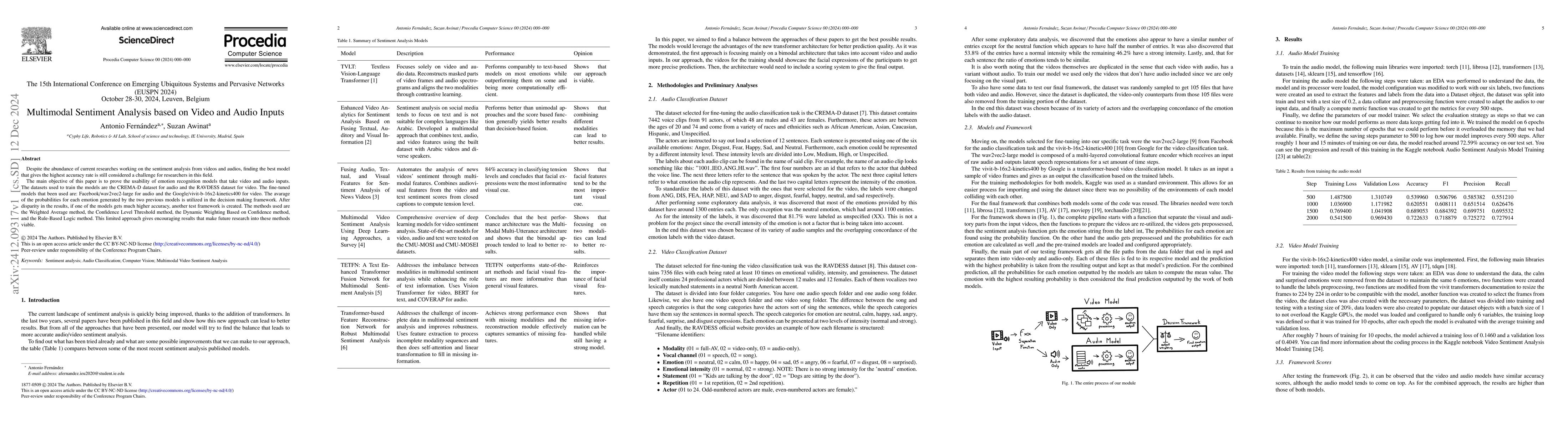 Thumbnail for Multimodal Sentiment Analysis based on Video and Audio Inputs