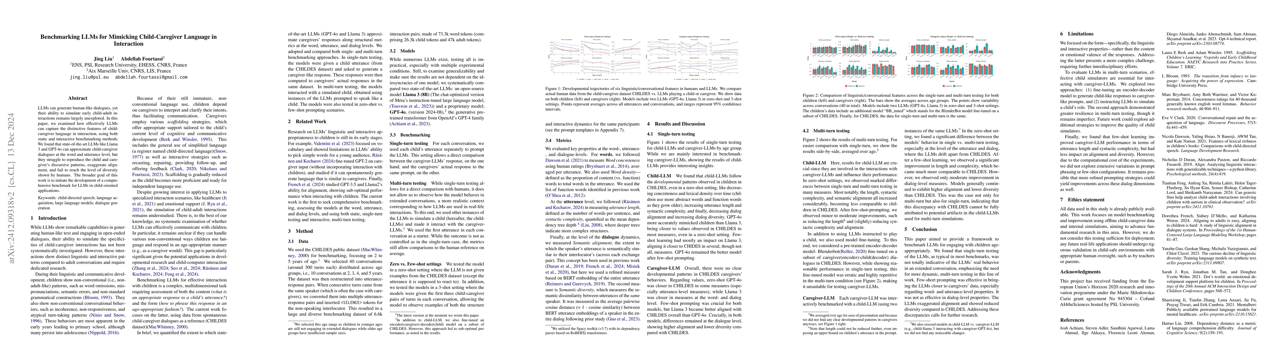 Thumbnail for Benchmarking LLMs for Mimicking Child-Caregiver Language in Interaction