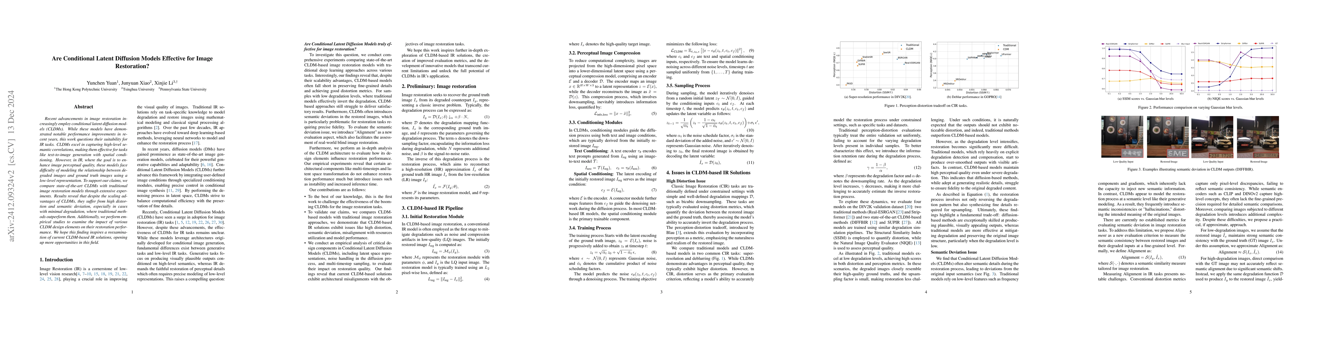 Thumbnail for Are Conditional Latent Diffusion Models Effective for Image Restoration?