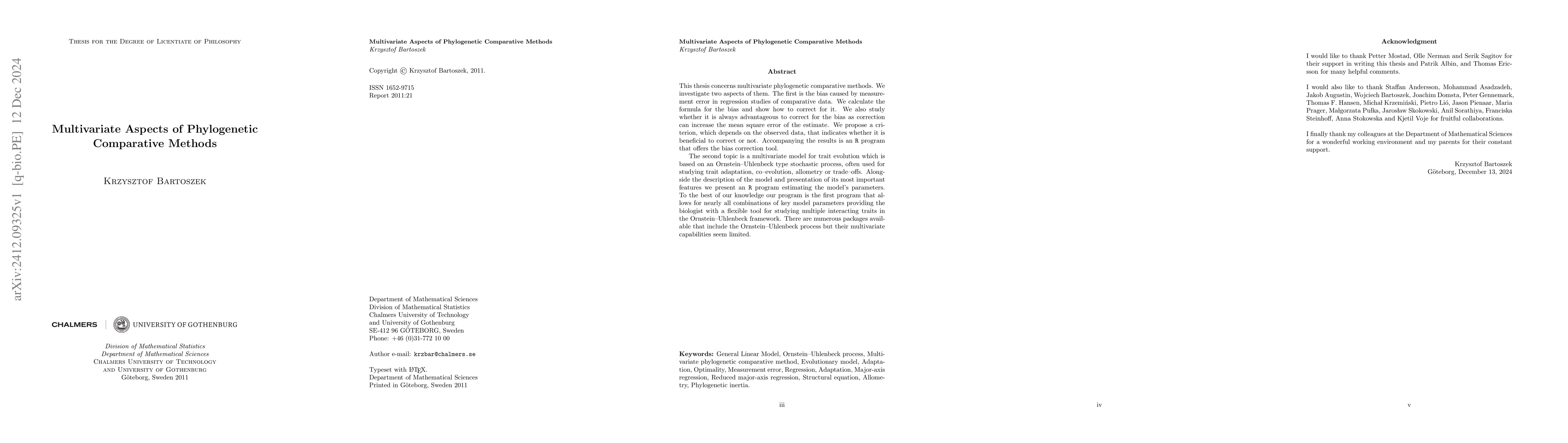 Thumbnail for Multivariate Aspects of Phylogenetic Comparative Methods
