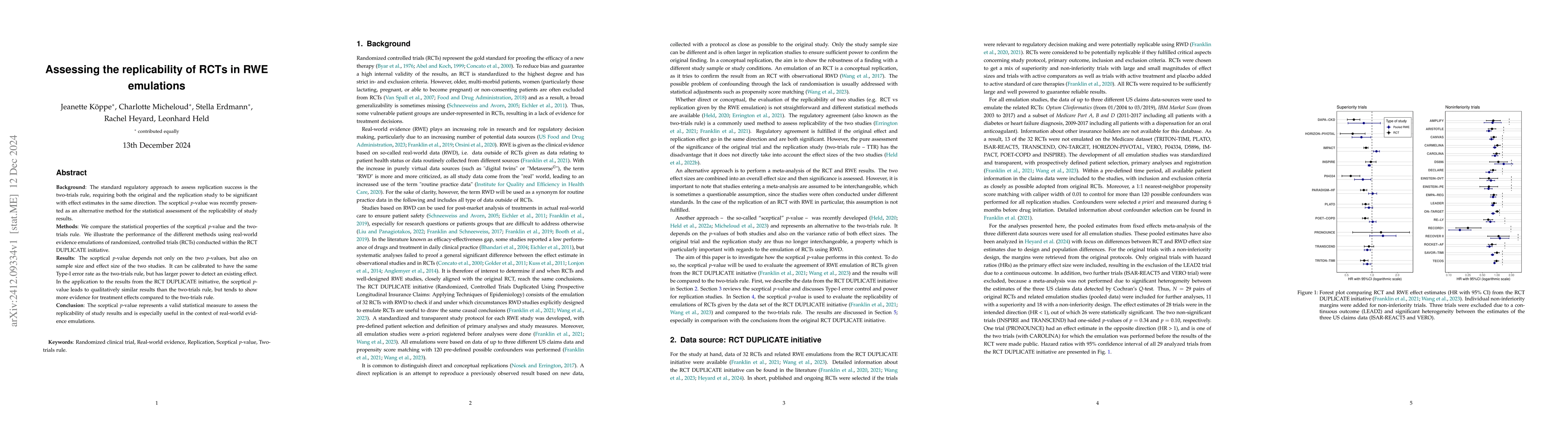 Thumbnail for Assessing the replicability of RCTs in RWE emulations