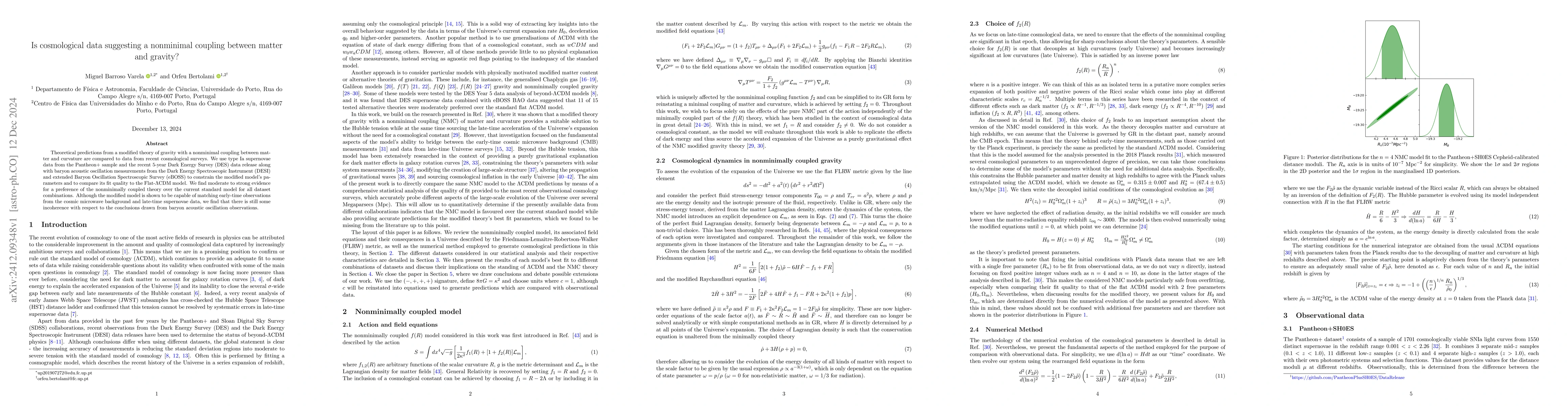 Thumbnail for Is cosmological data suggesting a nonminimal coupling between matter and
  gravity?