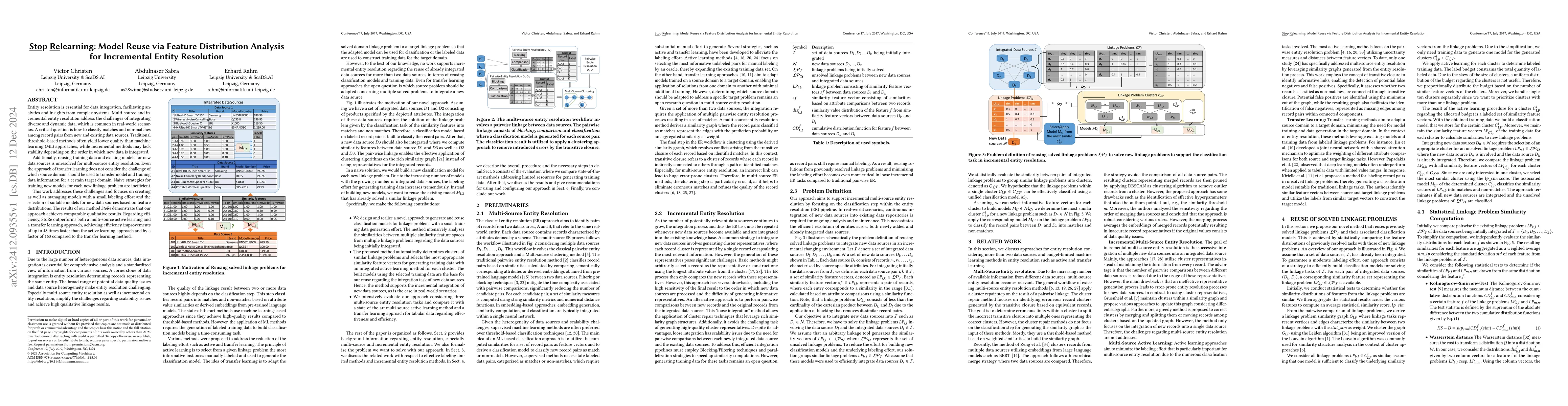 Thumbnail for Stop Relearning: Model Reuse via Feature Distribution Analysis for
  Incremental Entity Resolution
