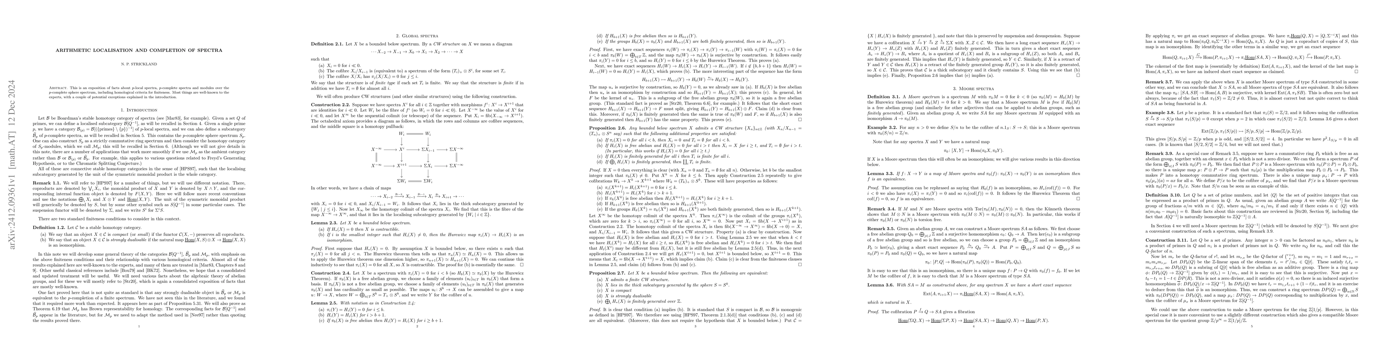 Thumbnail for Arithmetic localisation and completion of spectra