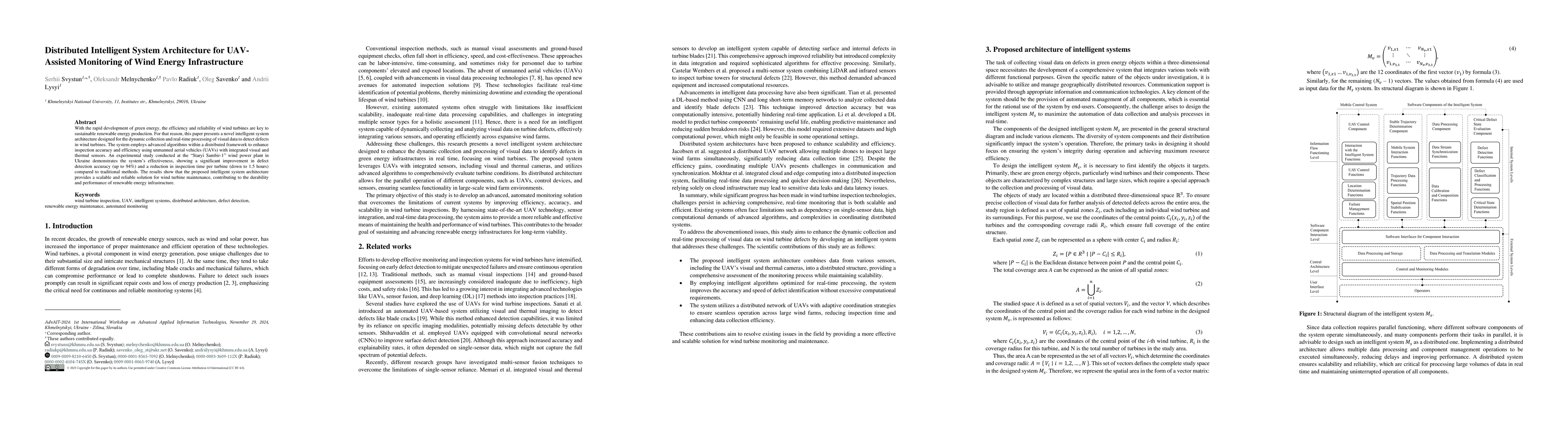Thumbnail for Distributed Intelligent System Architecture for UAV-Assisted Monitoring
  of Wind Energy Infrastructure