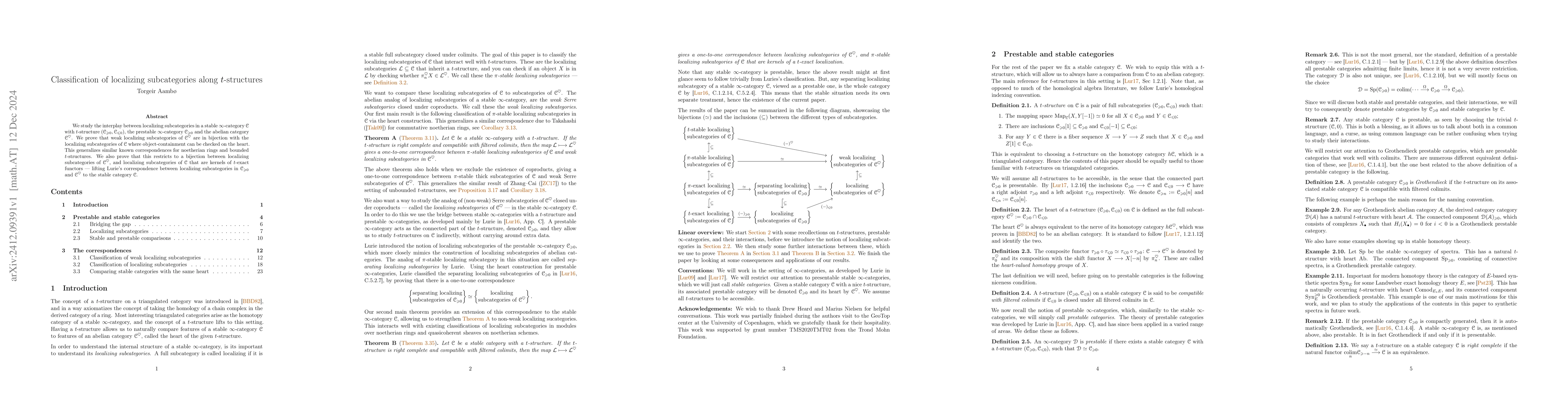Thumbnail for Classification of localizing subcategories along t-structures