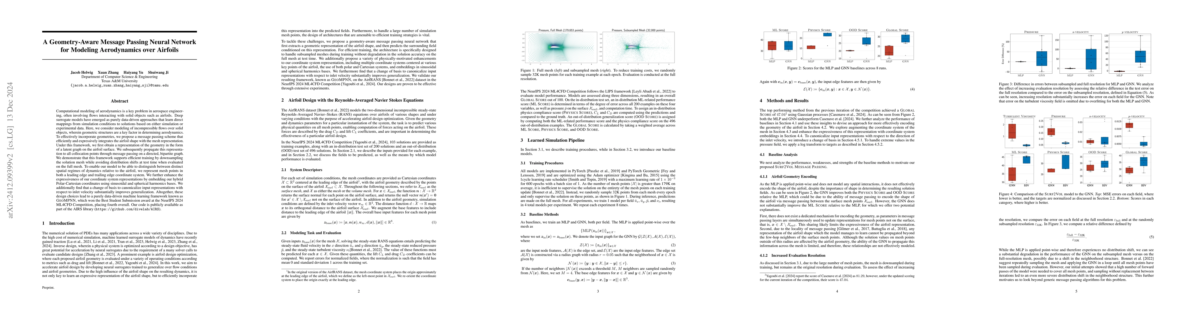 Thumbnail for A Geometry-Aware Message Passing Neural Network for Modeling
  Aerodynamics over Airfoils