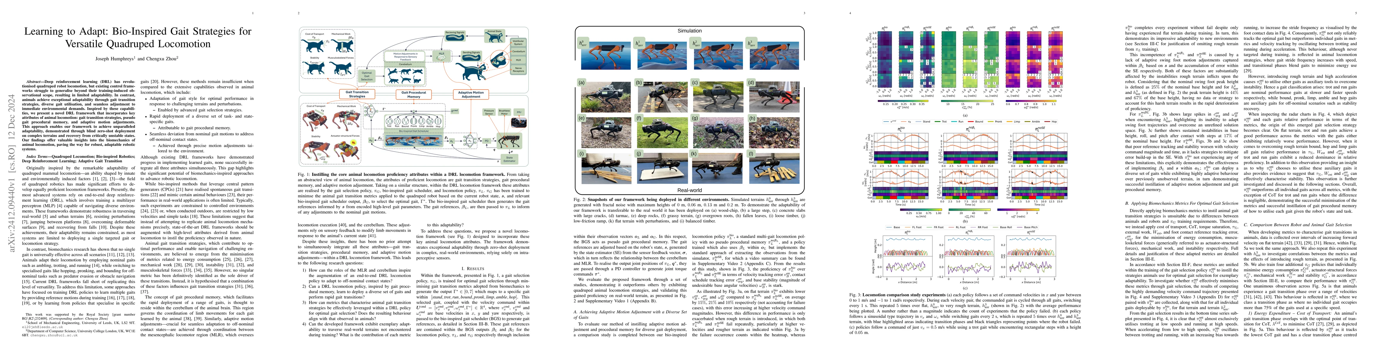 Thumbnail for Learning to Adapt: Bio-Inspired Gait Strategies for Versatile Quadruped
  Locomotion