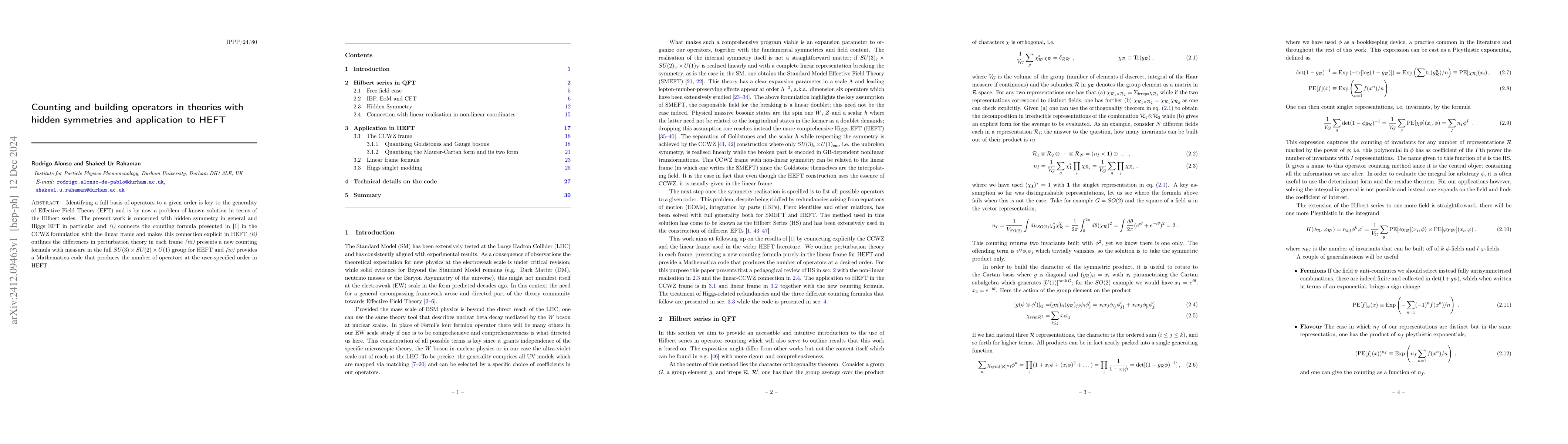 Thumbnail for Counting and building operators in theories with hidden symmetries and
  application to HEFT