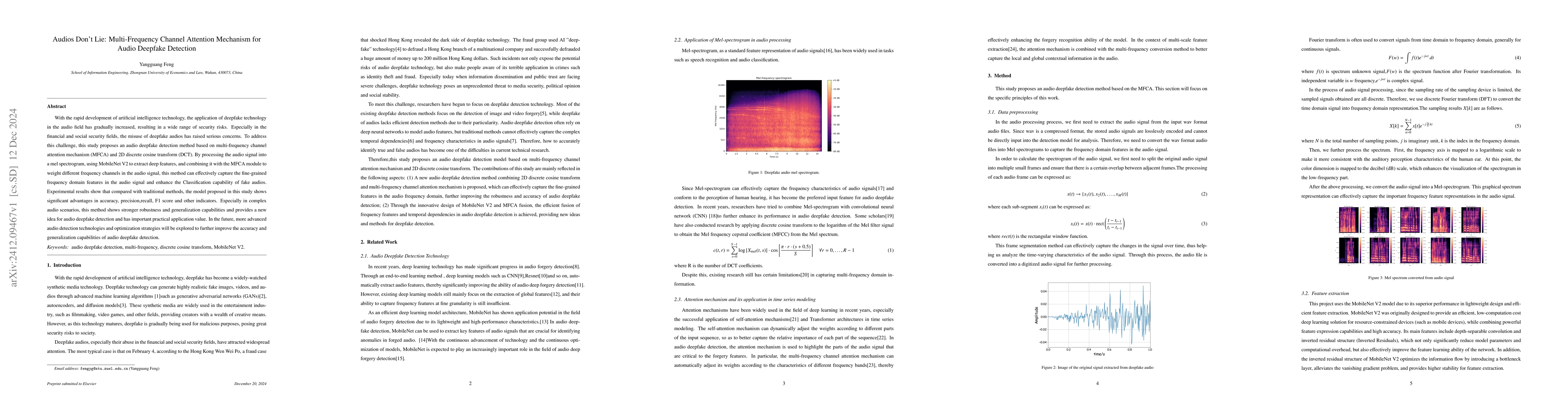 Thumbnail for Audios Don't Lie: Multi-Frequency Channel Attention Mechanism for Audio
  Deepfake Detection