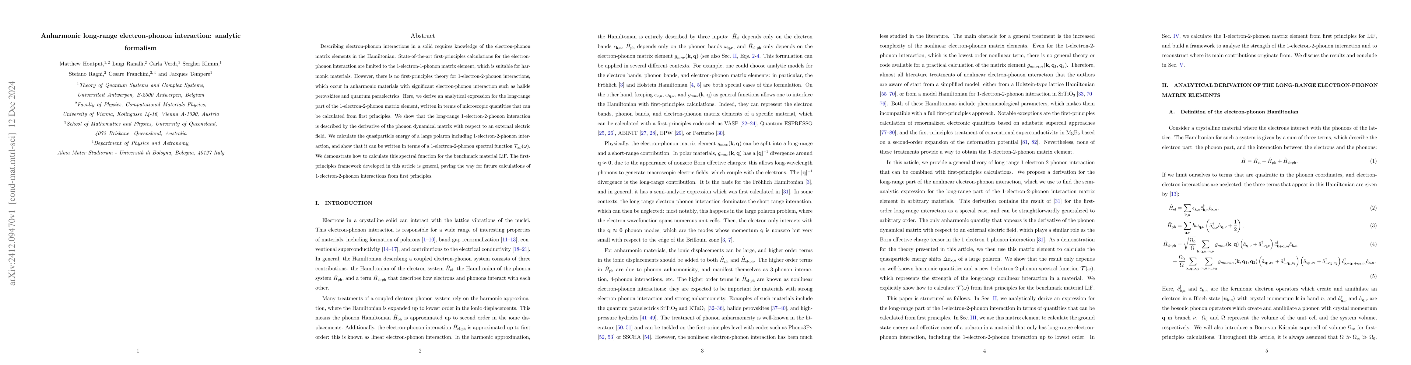 Thumbnail for Anharmonic long-range electron-phonon interaction: analytic formalism