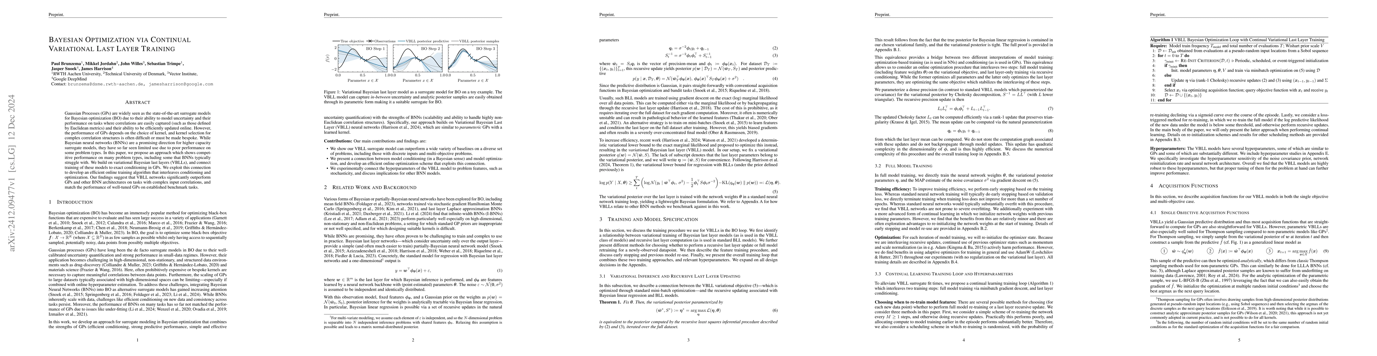Thumbnail for Bayesian Optimization via Continual Variational Last Layer Training