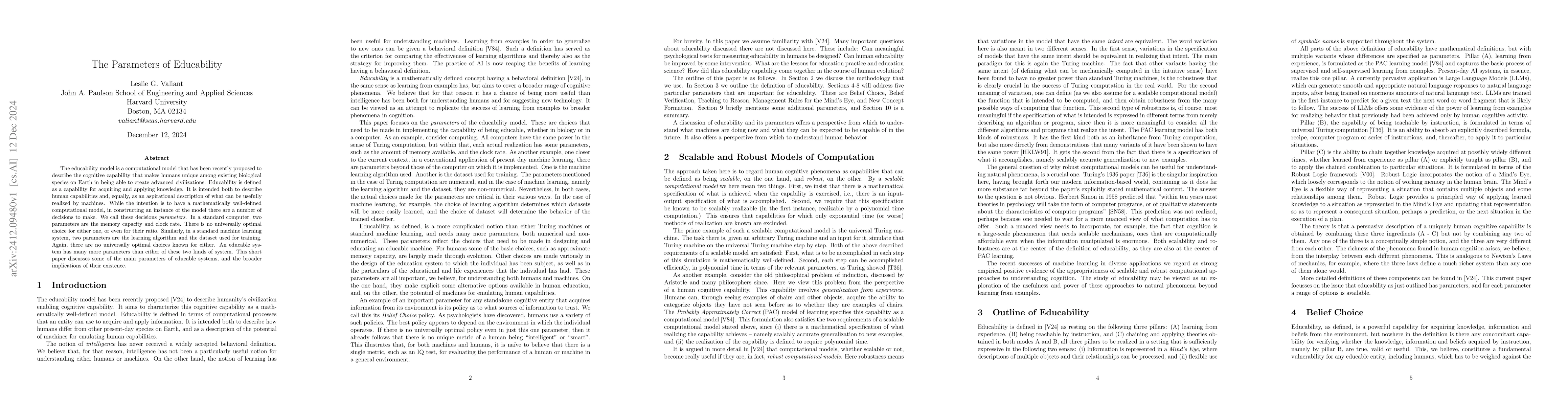 Thumbnail for The Parameters of Educability