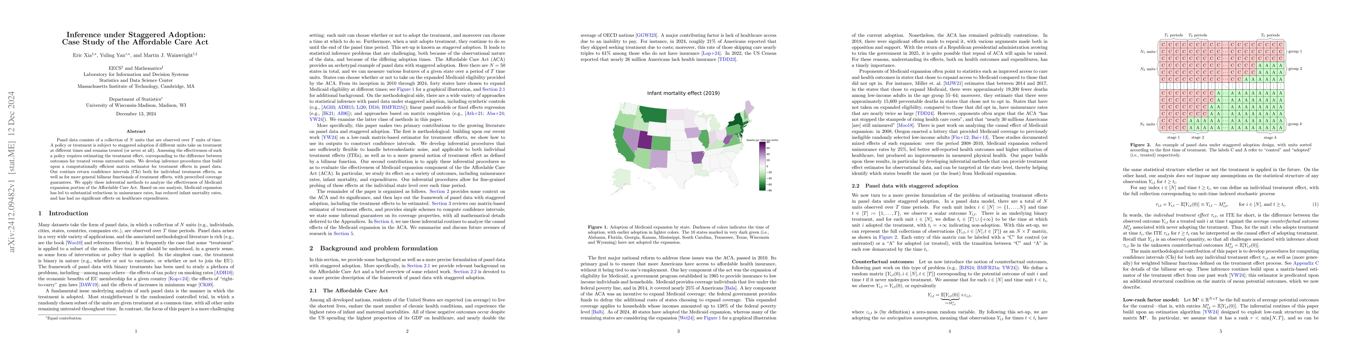 Thumbnail for Inference under Staggered Adoption: Case Study of the Affordable Care
  Act
