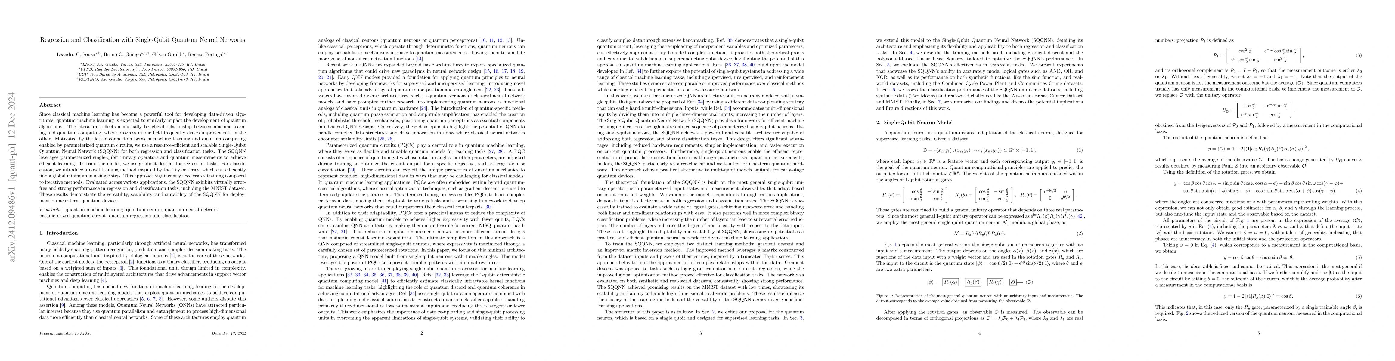 Thumbnail for Regression and Classification with Single-Qubit Quantum Neural Networks