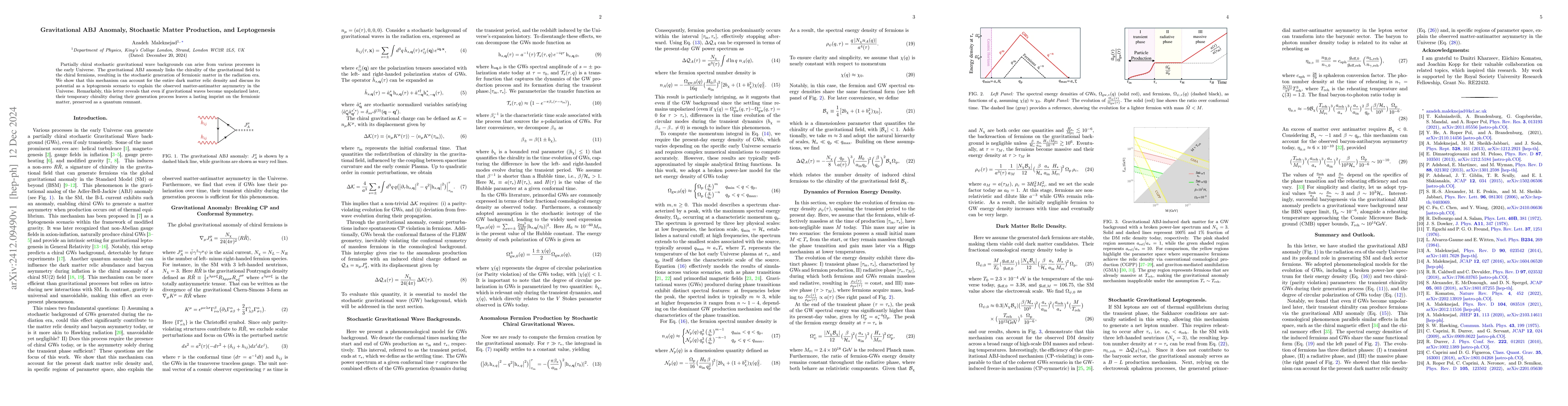 Thumbnail for Gravitational ABJ Anomaly, Stochastic Matter Production, and
  Leptogenesis