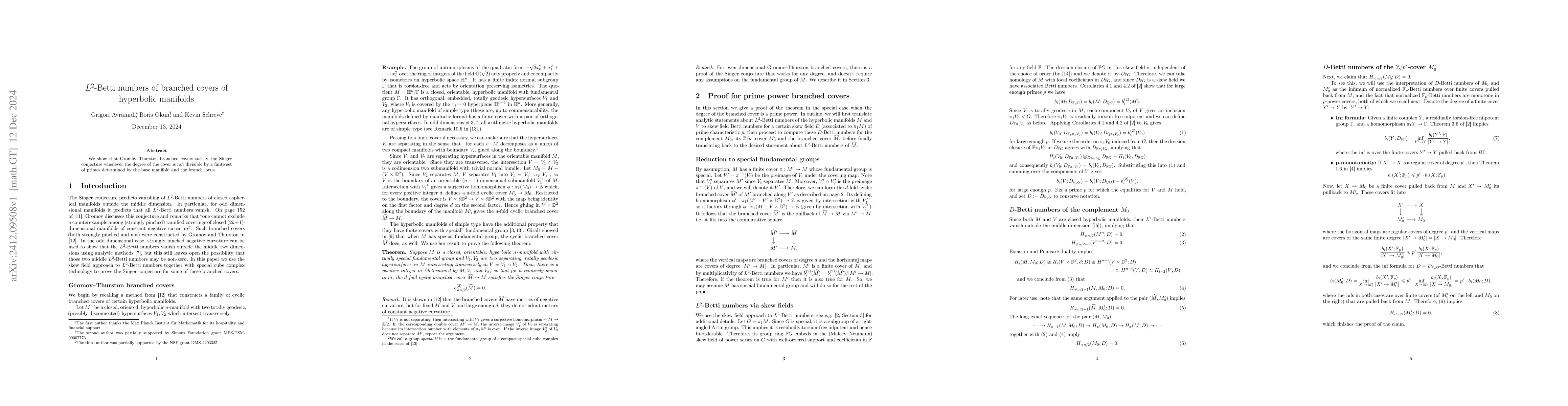 Thumbnail for L^2-Betti numbers of branched covers of hyperbolic manifolds