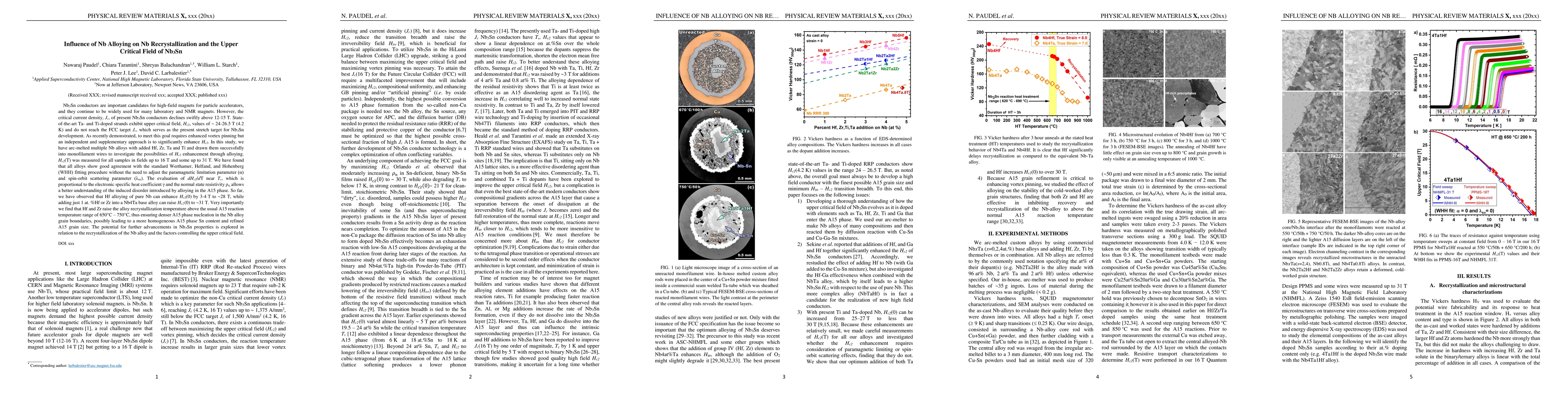 Thumbnail for Influence of Nb Alloying on Nb Recrystallization and the Upper Critical
  Field of Nb3Sn