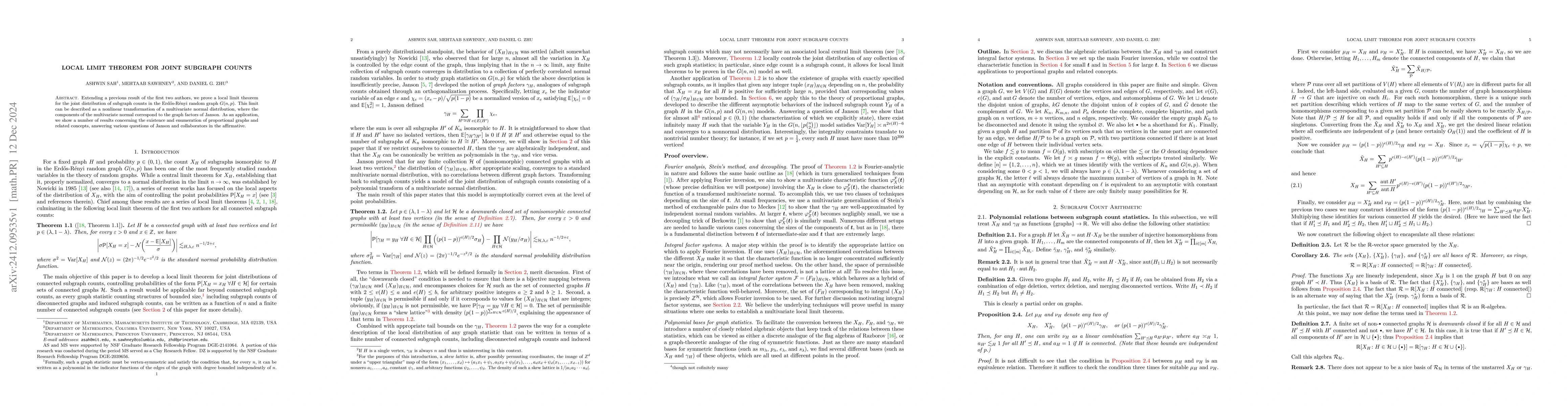 Thumbnail for Local limit theorem for joint subgraph counts